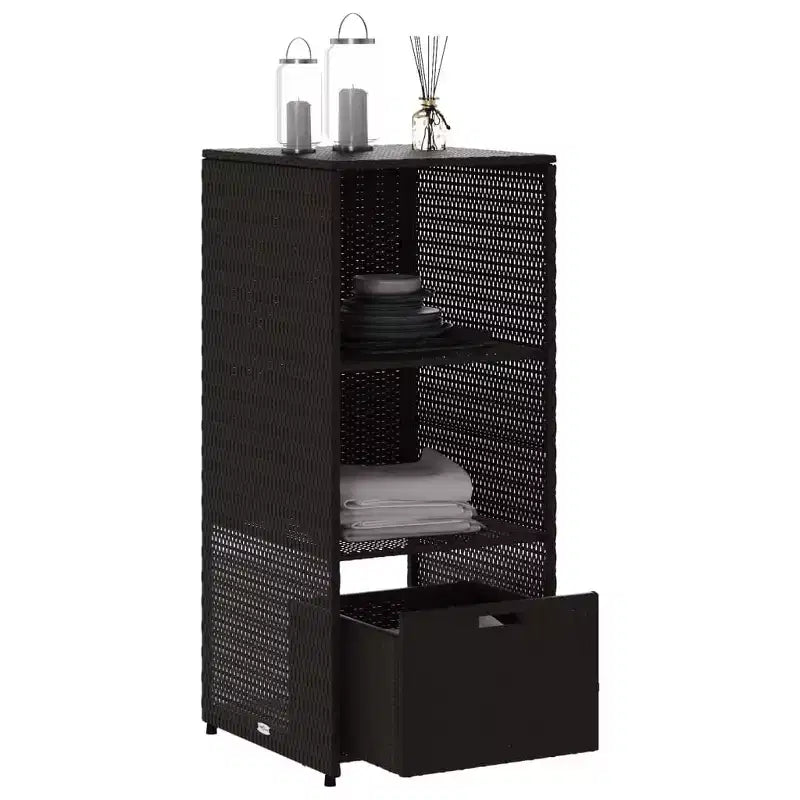 Mobile Contenitore da Esterno in Polyrattan Beige/Nero/Marrone/Grigio, 2 Ante, Montaggio 1 Persona