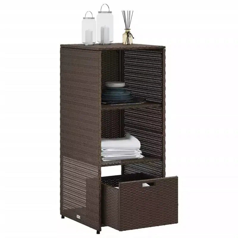 Mobile Contenitore da Esterno in Polyrattan Beige/Nero/Marrone/Grigio, 2 Ante, Montaggio 1 Persona