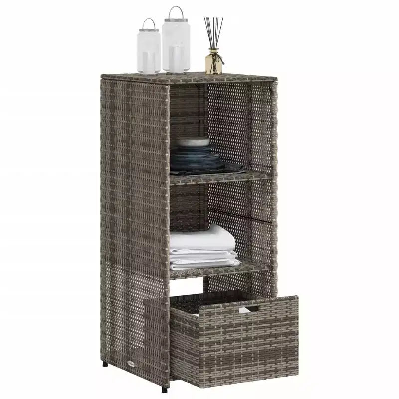 Mobile Contenitore da Esterno in Polyrattan Beige/Nero/Marrone/Grigio, 2 Ante, Montaggio 1 Persona