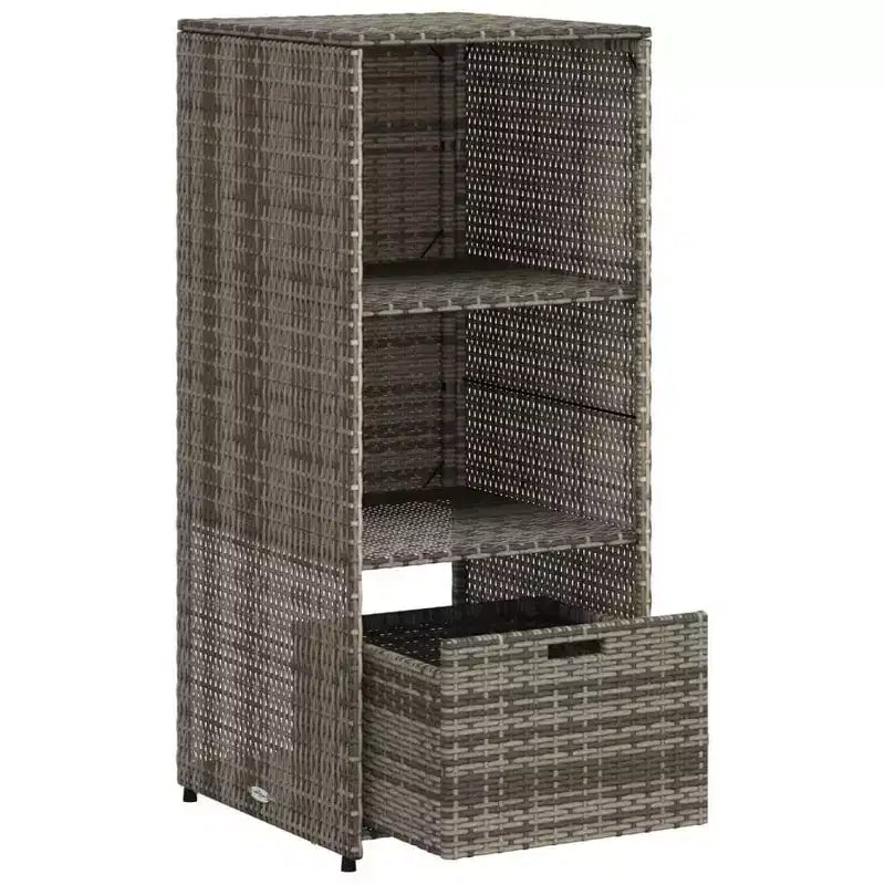 Mobile Contenitore da Esterno in Polyrattan Beige/Nero/Marrone/Grigio, 2 Ante, Montaggio 1 Persona
