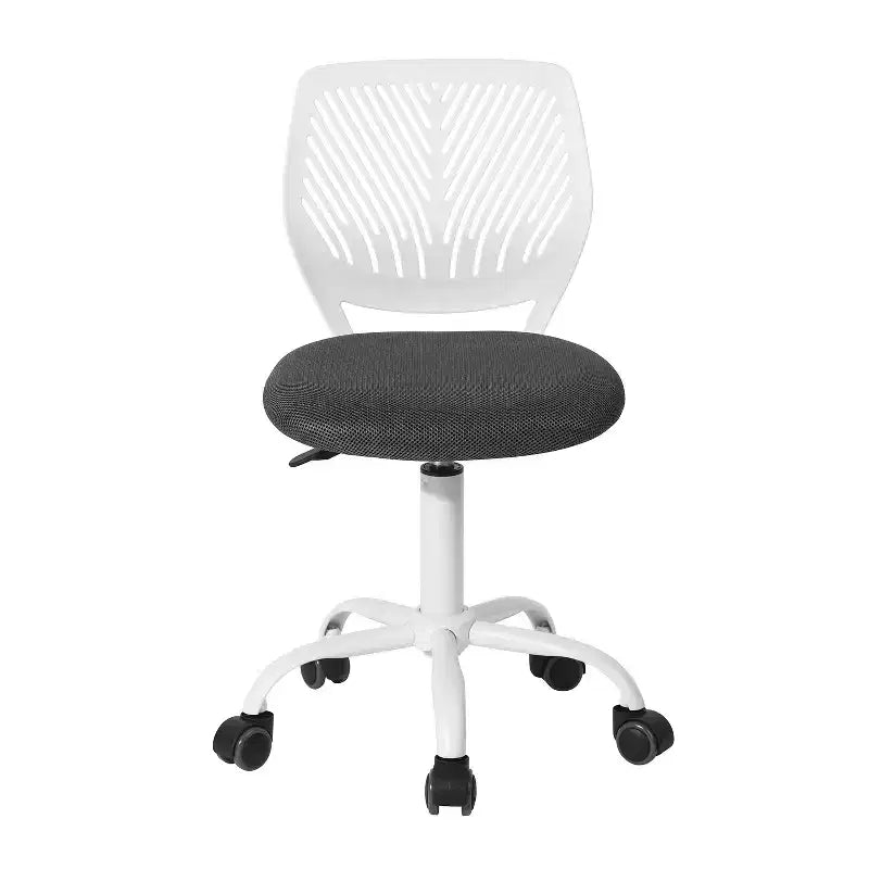 HomeRoots Gray and White Adjustable Height Swivel Rolling Office Chair