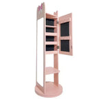 Karl Home Bow Kids MDF Jewelry Cabinet in Pink Jewelry Armoire with Rotatable Base, 1 Door and 1 Shelf