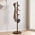Bekrvio Wood Coat Rack Freestanding with 9 Hooks, Stable Round Base, Heavy Duty Hall Tree Coat Stand-72.4H x 15.4W