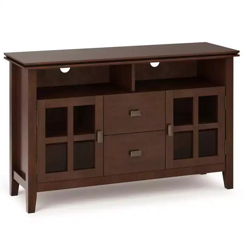 Stratford TV Stand for TVs up to 60" Russet Brown - WyndenHall: Storage Console with Adjustable Shelves