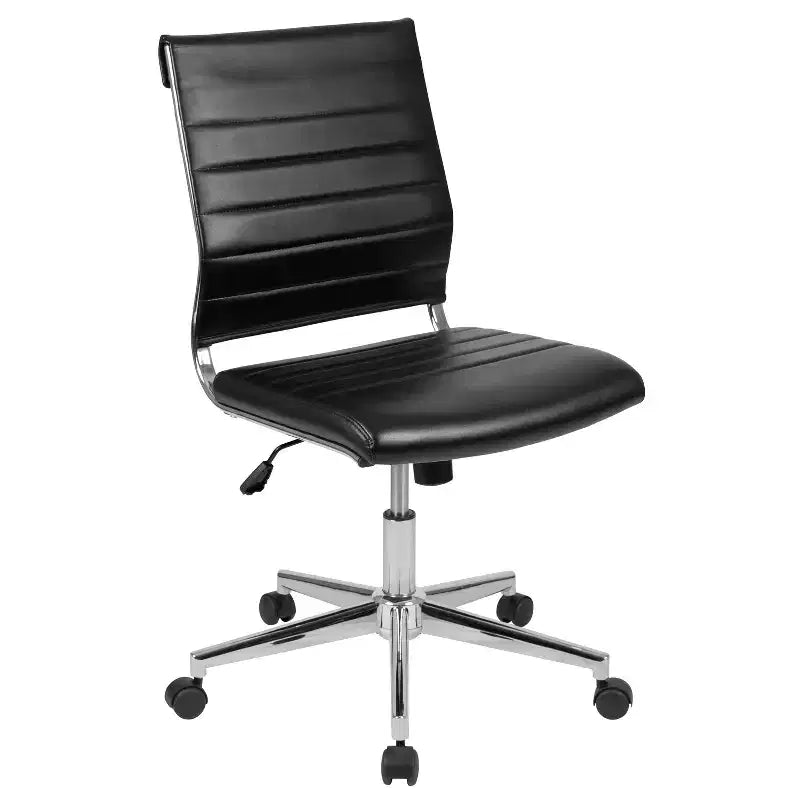 Merrick Lane Ergonomic Swivel Office Chair Ribbed Back and Seat Mid-Back Armless Computer Desk Chair with Metal Base