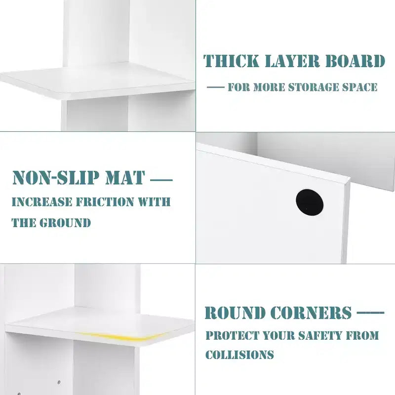 Scaffale da esposizione a zigzag a 7 ripiani marrone/bianco – Legno MDF, Montaggio a 1 persona