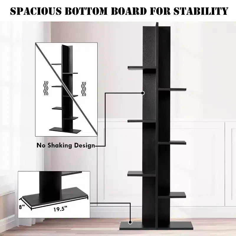 Scaffale da esposizione a zigzag a 7 ripiani marrone/bianco – Legno MDF, Montaggio a 1 persona