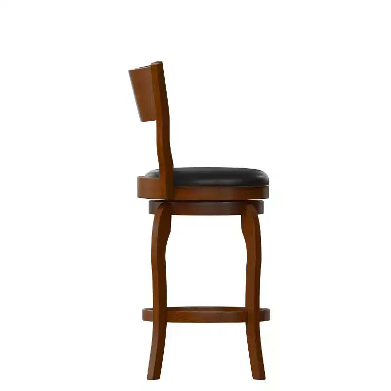Sgabello da bancone girevole con schienale a pioli in Quercia Antica/Nero ed Espresso/Nero, 1 posto