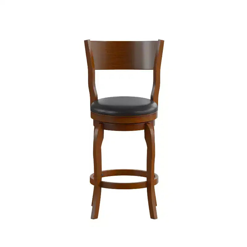 Sgabello da bancone girevole con schienale a pioli in Quercia Antica/Nero ed Espresso/Nero, 1 posto
