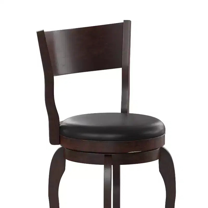 Sgabello da bancone girevole con schienale a pioli in Quercia Antica/Nero ed Espresso/Nero, 1 posto