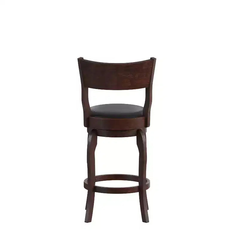 Sgabello da bancone girevole con schienale a pioli in Quercia Antica/Nero ed Espresso/Nero, 1 posto