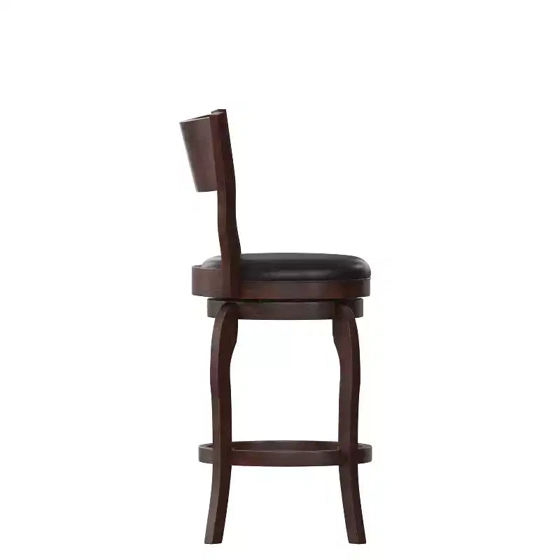 Sgabello da bancone girevole con schienale a pioli in Quercia Antica/Nero ed Espresso/Nero, 1 posto