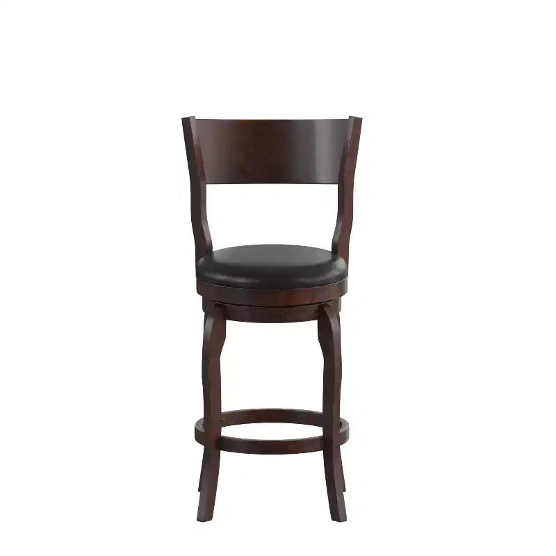 Sgabello da bancone girevole con schienale a pioli in Quercia Antica/Nero ed Espresso/Nero, 1 posto