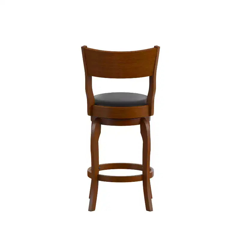 Sgabello da bancone girevole con schienale a pioli in Quercia Antica/Nero ed Espresso/Nero, 1 posto