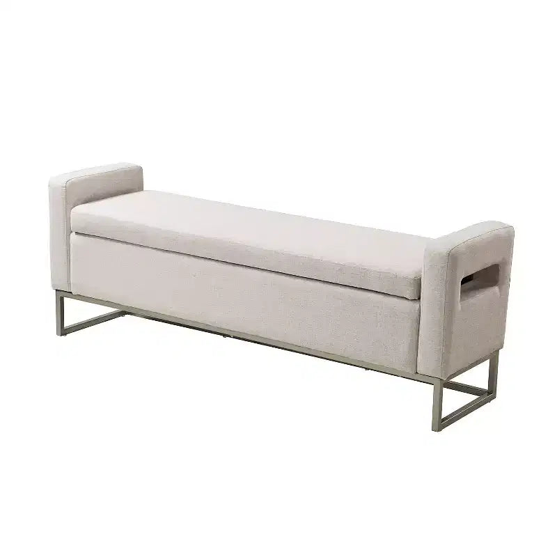 Panca Contenitore Imbottita, Beige/Blu/Grigio/Lino/Blu marino, Rettangolare