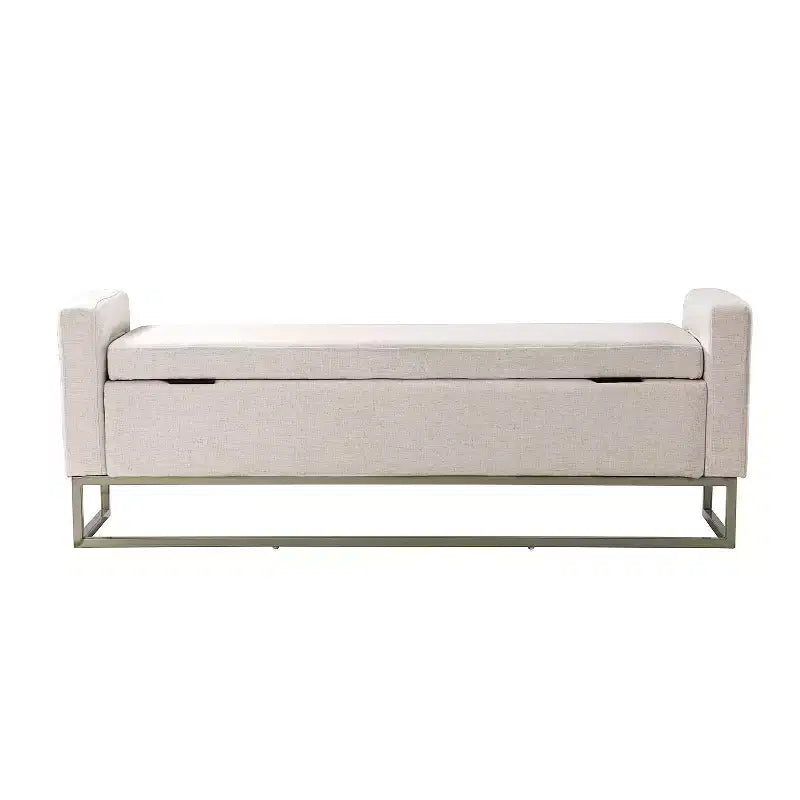 Panca Contenitore Imbottita, Beige/Blu/Grigio/Lino/Blu marino, Rettangolare