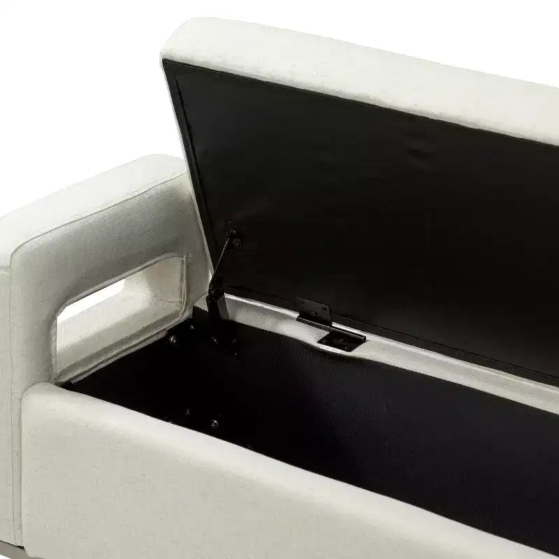 Panca Contenitore Imbottita, Beige/Blu/Grigio/Lino/Blu marino, Rettangolare