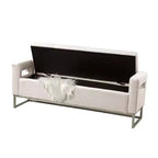 Panca Contenitore Imbottita, Beige/Blu/Grigio/Lino/Blu marino, Rettangolare