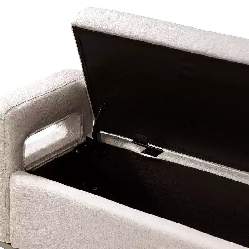 Panca Contenitore Imbottita, Beige/Blu/Grigio/Lino/Blu marino, Rettangolare
