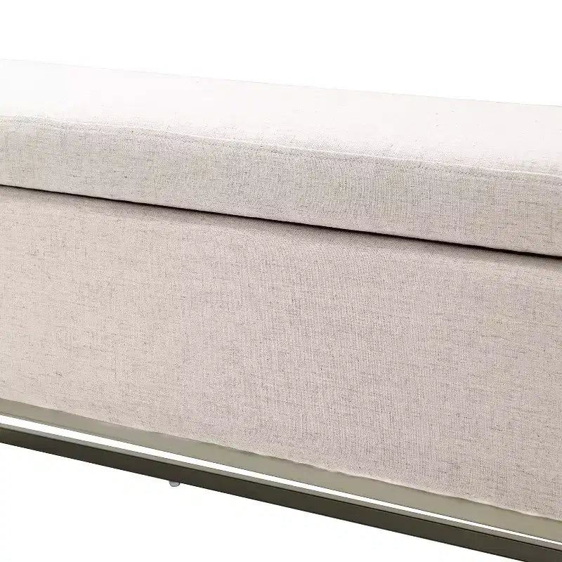 Panca Contenitore Imbottita, Beige/Blu/Grigio/Lino/Blu marino, Rettangolare