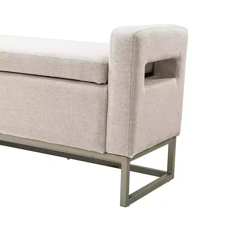 Panca Contenitore Imbottita, Beige/Blu/Grigio/Lino/Blu marino, Rettangolare