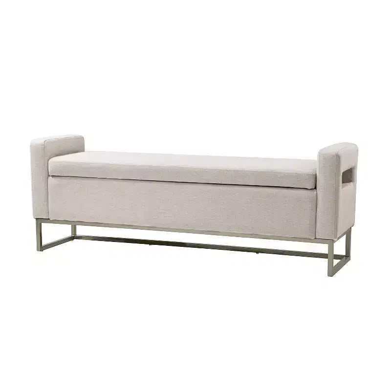 Panca Contenitore Imbottita, Beige/Blu/Grigio/Lino/Blu marino, Rettangolare