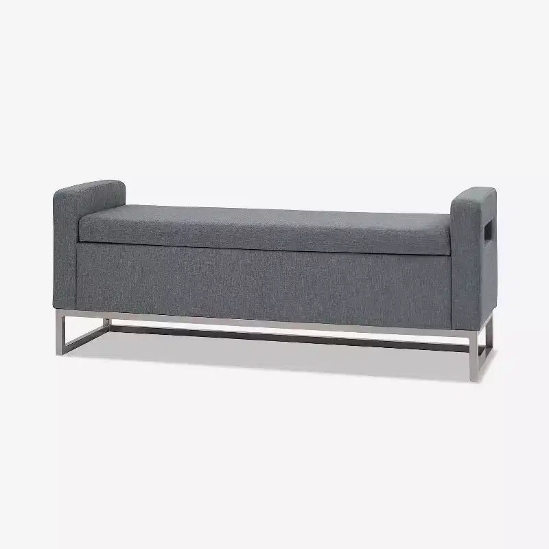 Panca Contenitore Imbottita, Beige/Blu/Grigio/Lino/Blu marino, Rettangolare