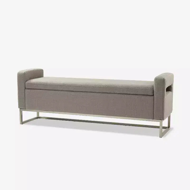 Panca Contenitore Imbottita, Beige/Blu/Grigio/Lino/Blu marino, Rettangolare