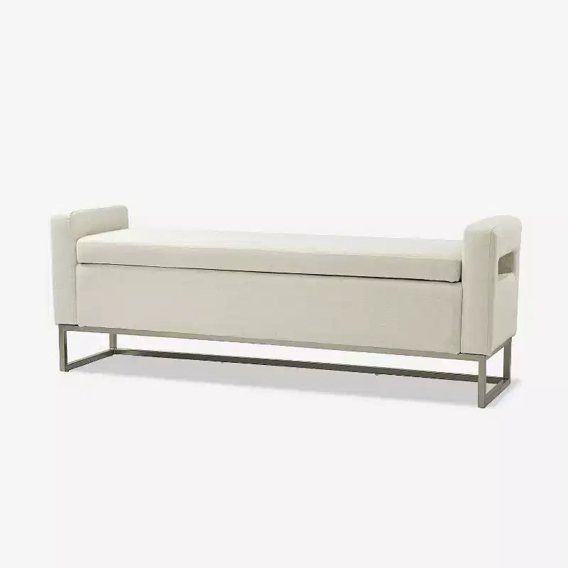 Panca Contenitore Imbottita, Beige/Blu/Grigio/Lino/Blu marino, Rettangolare