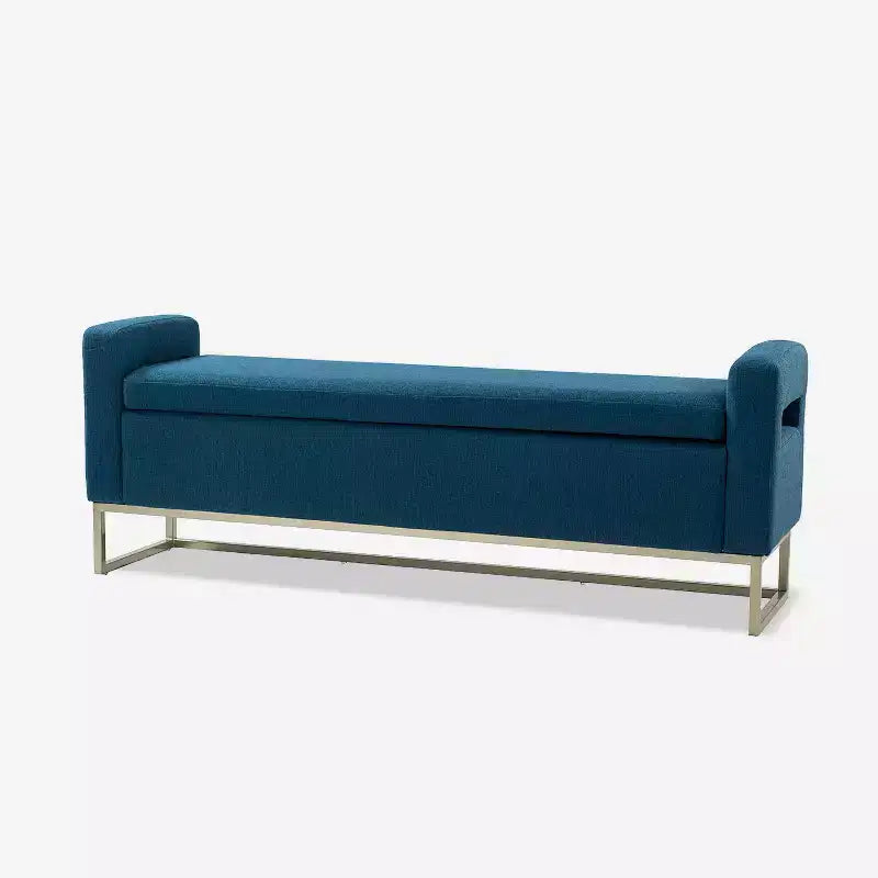 Panca Contenitore Imbottita, Beige/Blu/Grigio/Lino/Blu marino, Rettangolare