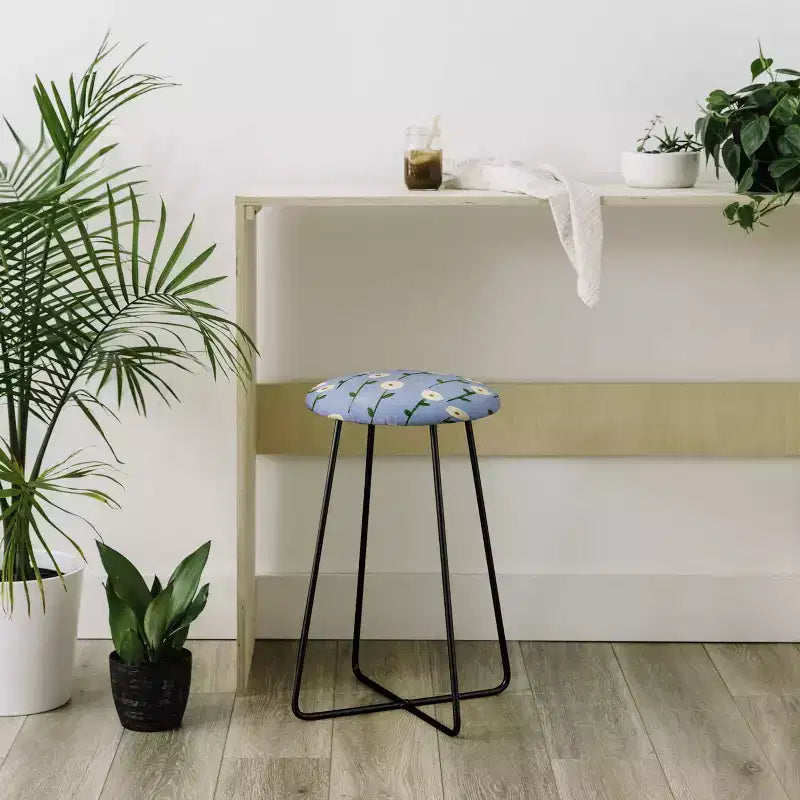 Sgabello da bancone rotondo senza schienale Blu/Nero e Blu/Oro, 1 posto