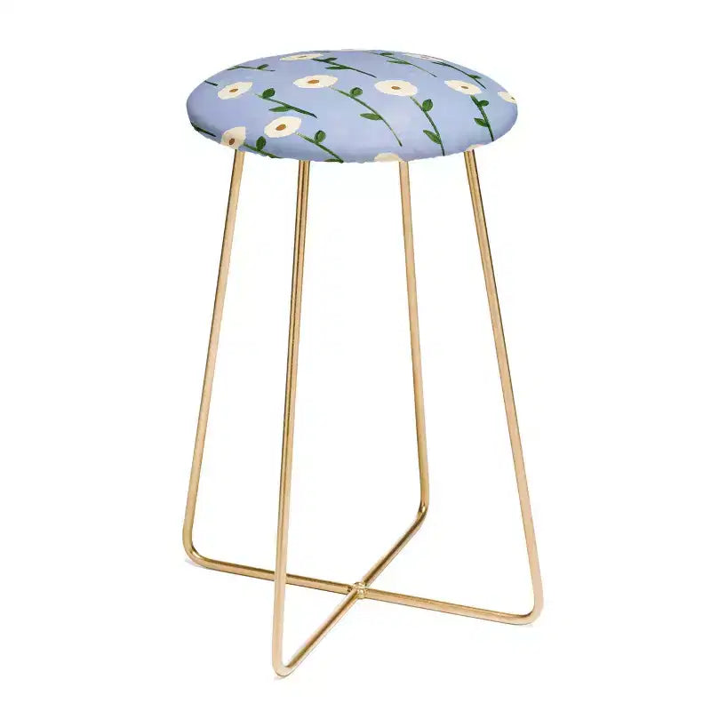 Sgabello da bancone rotondo senza schienale Blu/Nero e Blu/Oro, 1 posto